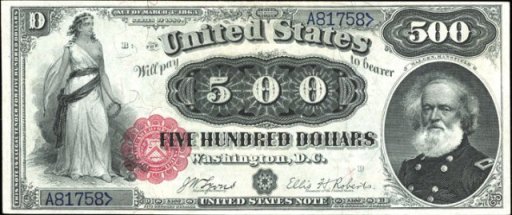 five hundred dollar bill from 1880