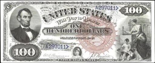 one hundred dollar bill from 1880