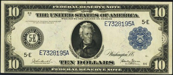 $10 Blue Seal Federal Reserve Note (1913-1914) $10 Blue Seal Federal Reserve Note (1913-1914)