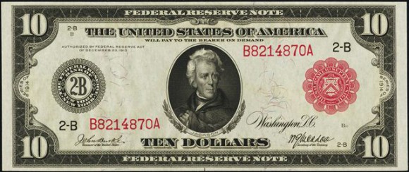 $10 Red Seal Federal Reserve Note (1913-1914) $10 Red Seal Federal Reserve Note (1913-1914)