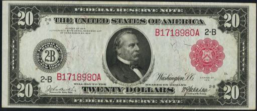 Federal Reserve Note – 1914 Red Seal – Twenty Dollars Federal Reserve Note – 1914 Red Seal – Twenty Dollars