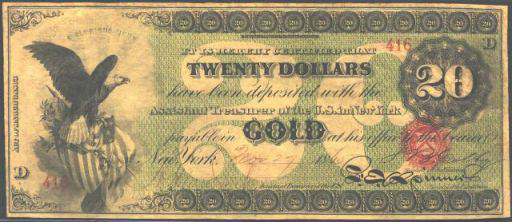 Gold Certificate – 1863 – Twenty Dollars Gold Certificate – 1863 – Twenty Dollars