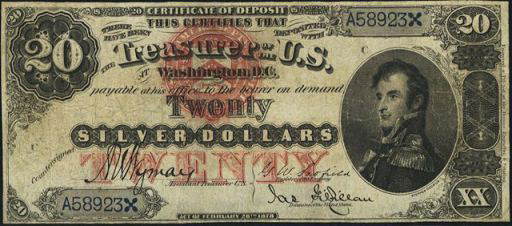 Silver Certificate – 1878 & 1880 – Twenty Dollars Silver Certificate – 1878 & 1880 – Twenty Dollars