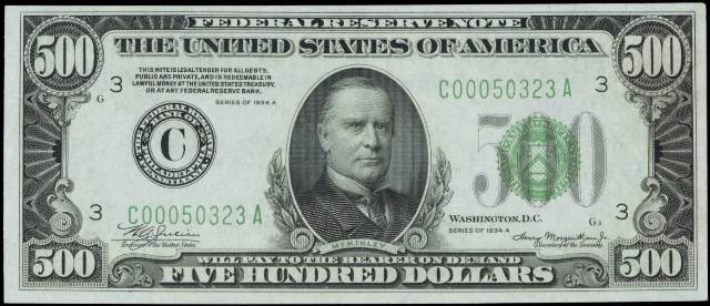 Antique Money – Values of $500 1934A Federal Reserve Notes