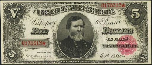 Proof Print or Intaglio by the BEP Face of 1890 $1 Treasury Note 