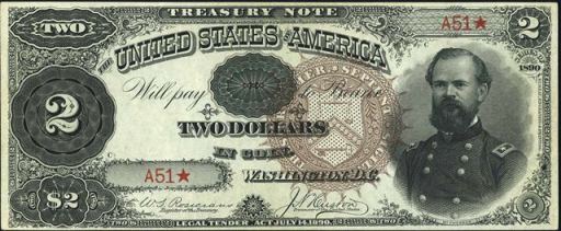 1891 $2 STAR NOTE  GENERAL MC PHERSON GIANT LIMITED EDITION TREASURY ART 