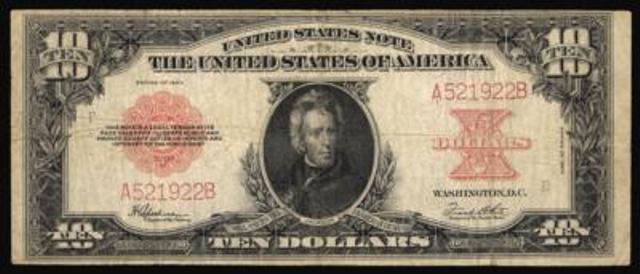 1923 $10 bill in fine condition
