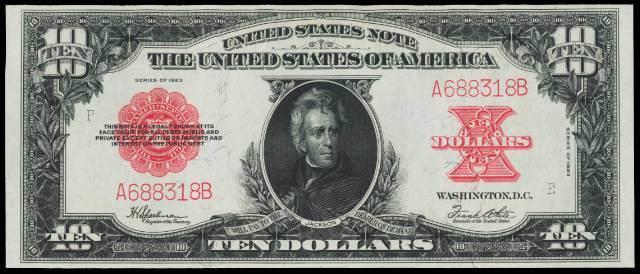 1923 $10 bill in gem condition