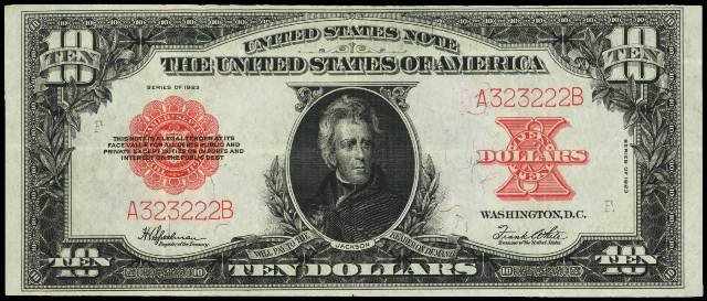 1923 $10 bill in very fine condition