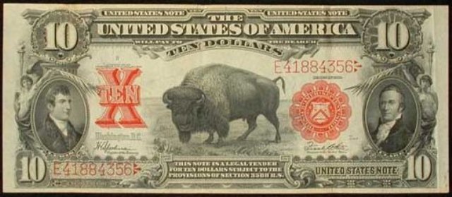 $10 DOLLAR BISON Rep*Banknote~ MAKE OFFER MINT GEM>DETAIL~GOLD~1901 UNC 